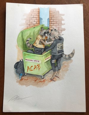 Image of "Dumpster love" original watercolour illustration 