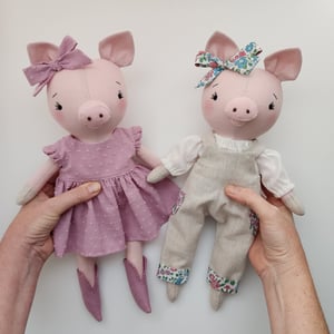 Image of Piggy Doll Sewing Pattern and Tutorial - 14 Inch Doll