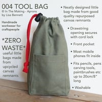 Image 8 of Drawstring Pouch Bag with Pocket. Upcycled Canvas