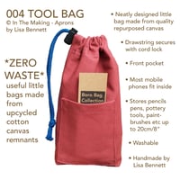 Image 14 of Drawstring Pouch Bag with Pocket. Upcycled Canvas