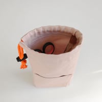 Image 20 of Drawstring Pouch Bag with Pocket. Upcycled Canvas