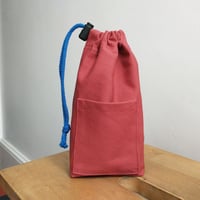 Image 16 of Drawstring Pouch Bag with Pocket. Upcycled Canvas