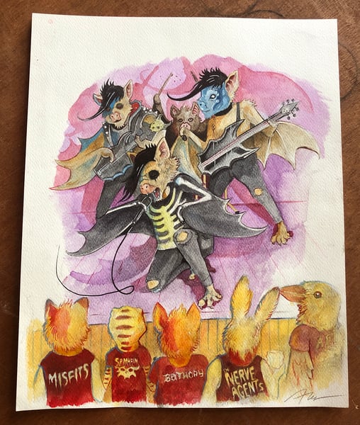 Image of "Horror punk" original watercolour illustration 