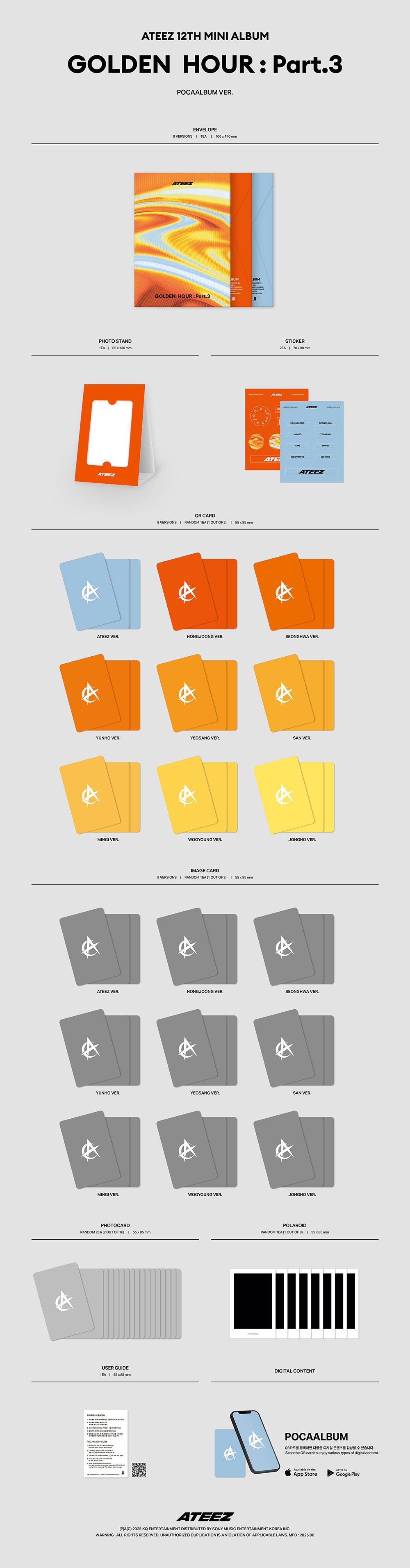 Image of [PRE-ORDER] ATEEZ ‘Golden Hour : Part.3’ (POCAALBUM Ver.) + Apple Music POBs