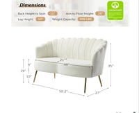 Image 1 of White velvet loveseat 