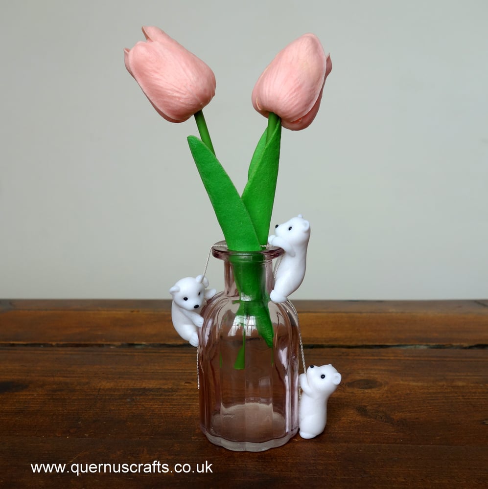 Three Wee Bears on Glass Vase