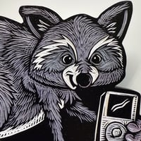Image 5 of Raccoon with an iPod Carving