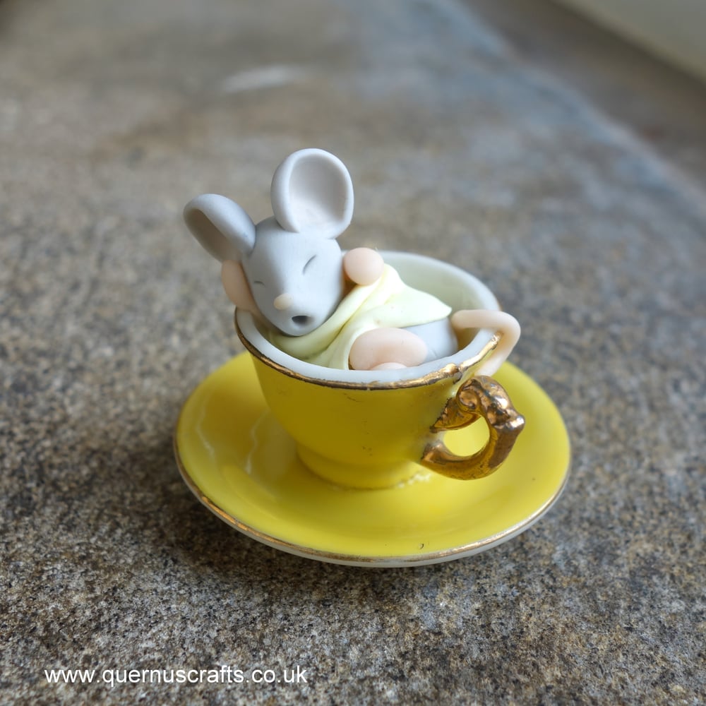 Wee Sleepy Mouse in Teacup
