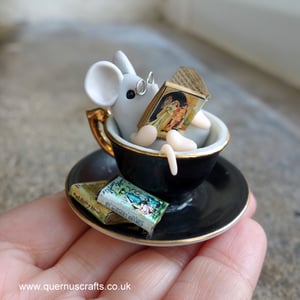 Wee Bookish Mouse in Teacup
