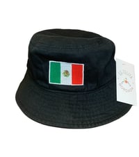 Image 1 of Con el Nopal en la Frente – Embroidered Bucket Hat (Flag Detail)