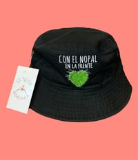 Image 2 of Con el Nopal en la Frente – Embroidered Bucket Hat (Flag Detail)