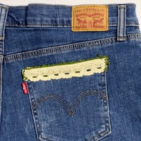 Image 4 of Women's Levi's Cut off shorts Beachy Boho Festival wea, 1 of 1 crochet peacock feathers evil eye 