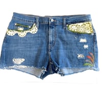 Image 1 of Women's Levi's Cut off shorts Beachy Boho Festival wea, 1 of 1 crochet peacock feathers evil eye 