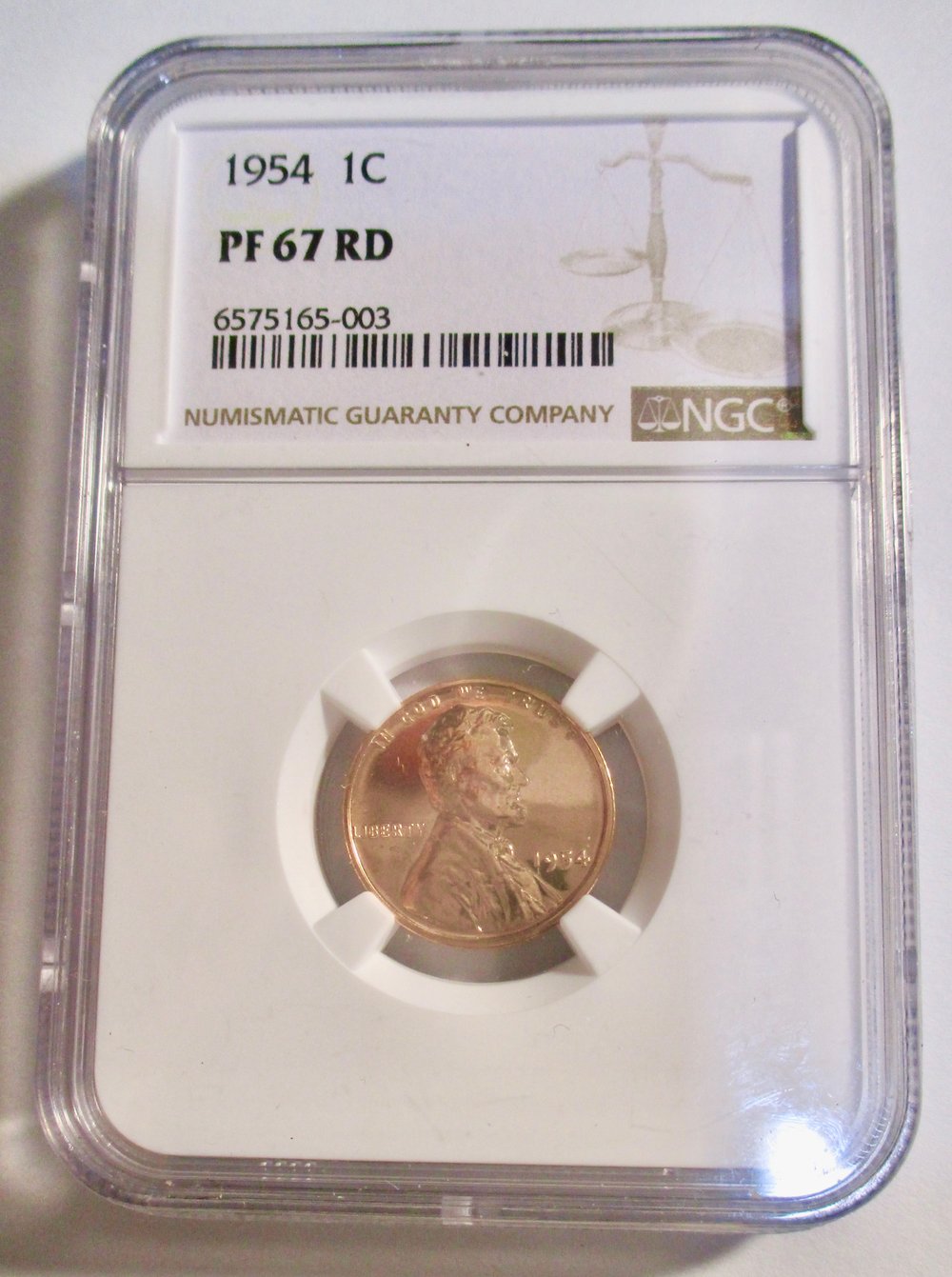 SPECIAL ON PROOF SINGLES: 1954 SLABBED PROOF 67 RED