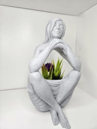Image 1 of Elven Sanctuary Planter - Meditating Elf, 3D Printed Succulent Pot, Calming Home Decor, Perfect G...