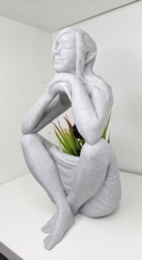 Image 2 of Elven Sanctuary Planter - Meditating Elf, 3D Printed Succulent Pot, Calming Home Decor, Perfect G...