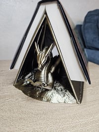 Image 3 of Book Wyrm Nightstand Book Holder – Dragon Wings Cradle Your Book - Fantasy Reader Decor