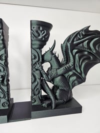 Image 5 of 3D Printed Dragon Bookend | Guardian of the Pillar | Fantasy Bookshelf Decor | 9"x8"x3.5"