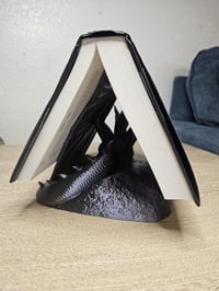 Image 4 of Book Wyrm Nightstand Book Holder – Dragon Wings Cradle Your Book - Fantasy Reader Decor