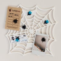 Image 1 of Magnetic Spider Web Picture Board with spider and fly magnets for your notes
