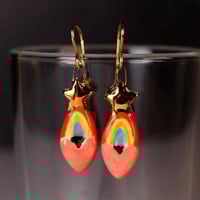 Image 1 of Gold Star Rainbow Heart Earrings