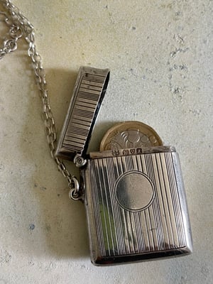 Image of Antique Silver Hallmarked Vesta Box Necklace