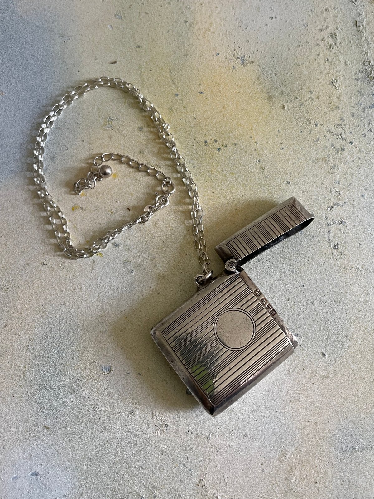 Image of Antique Silver Hallmarked Vesta Box Necklace