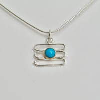 Image 2 of Turquoise Stacked Loop Pendant in Mixed Metals
