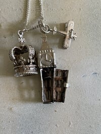 Image 3 of Silver Necklace & Vintage London Theme Charms