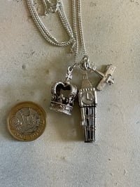 Image 4 of Silver Necklace & Vintage London Theme Charms