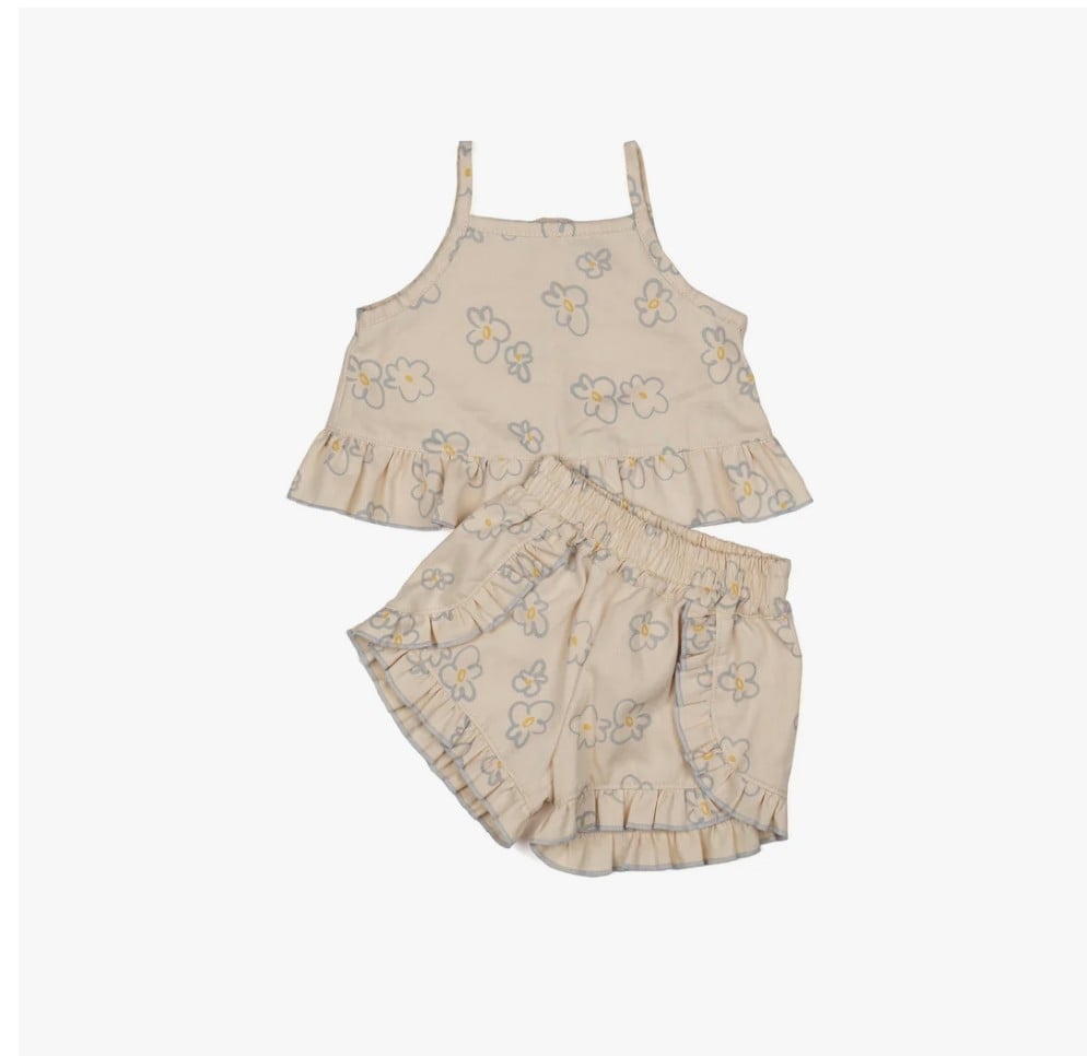Image of Ruffle Short Set - Retro Bloom