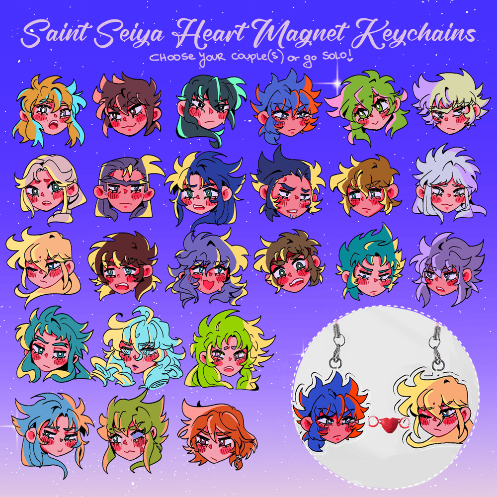 Image of Saint Seiya heart magnet keychain