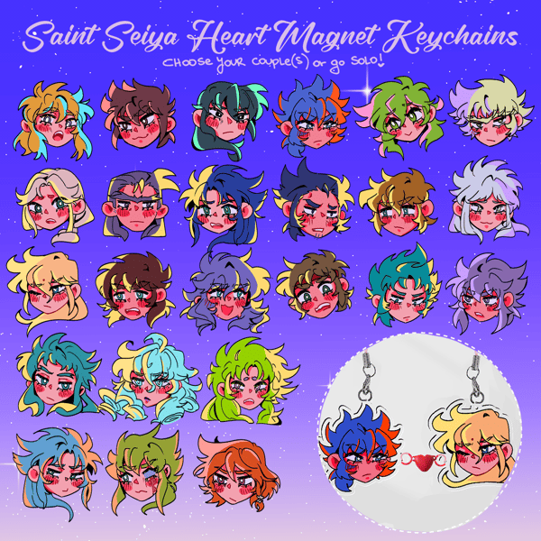 Image of Saint Seiya heart magnet keychain