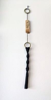 Image 4 of House Charm - Feather with Macrame Tassel - Spalted Maple Burl I