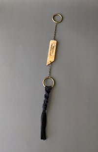 Image 2 of Feather Charm with Macrame Tassel - Spalted Maple Burl III