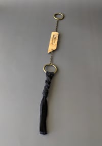 Image 3 of Feather Charm with Macrame Tassel - Spalted Maple Burl III