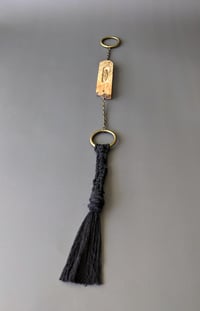 Image 4 of Feather Charm with Macrame Tassel - Spalted Maple Burl IV