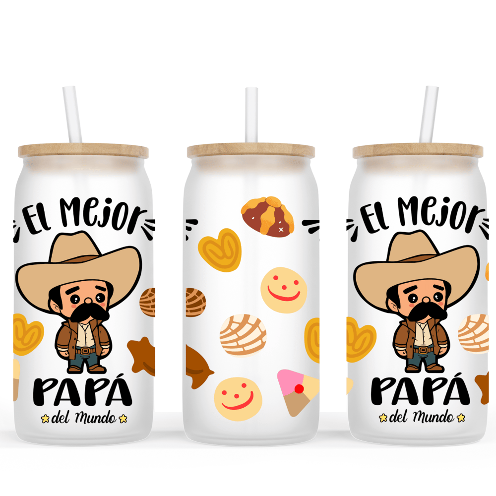 Image of El Mejor Papá Pan Dulce Glass Cup🫶