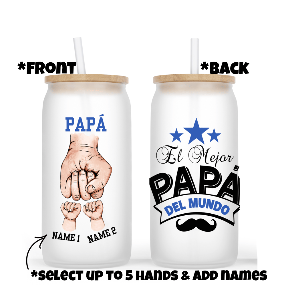 Image of El Mejor Papá Hands Glass Cup🫶
