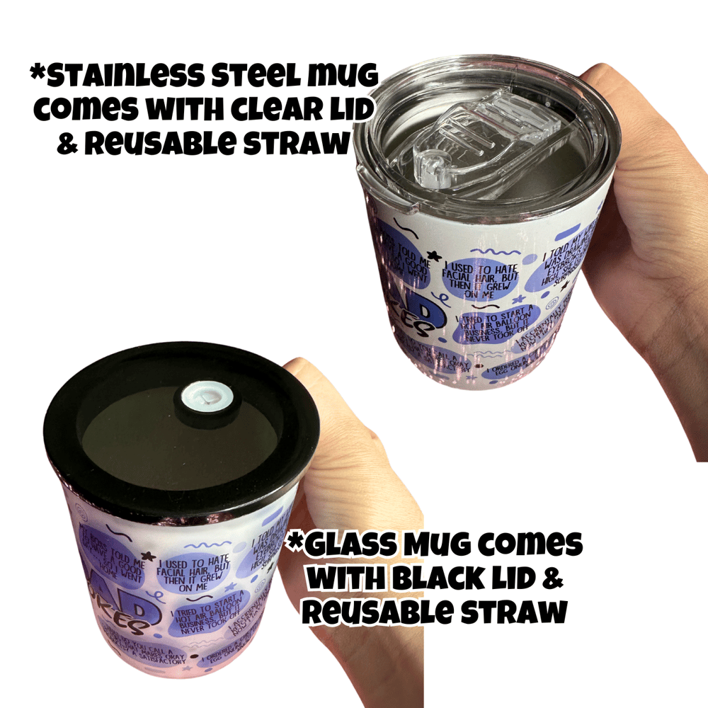 Image of Dad Jokes Mug😂✨(Glass or Stainless Steel Options)