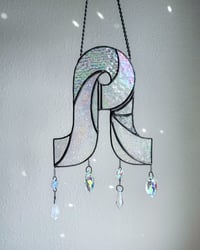 Image 1 of Pretty Lights Stained Glass Suncatcher Swirl Mobile – Iridescent Clear