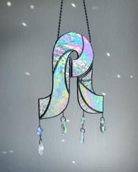 Image 3 of Pretty Lights Stained Glass Suncatcher Swirl Mobile – Iridescent Clear