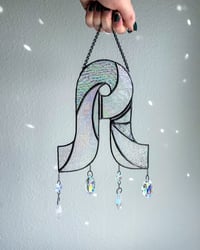Image 4 of Pretty Lights Stained Glass Suncatcher Swirl Mobile – Iridescent Clear
