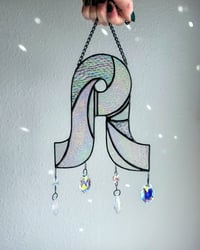 Image 5 of Pretty Lights Stained Glass Suncatcher Swirl Mobile – Iridescent Clear
