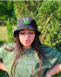 Image 3 of Con el Nopal en la Frente – Embroidered Bucket Hat (Flag Detail)