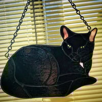 Image 1 of Enzo – Custom Black Cat Stained Glass Portrait