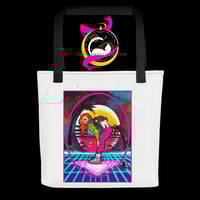 Image 1 of Time Capsule Collection: 1980's Inspired Plus Size Woman with Scottish Fold Cat Tote bag