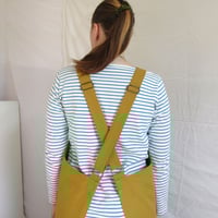Image 2 of Split Leg Potters/Craft Apron, Ochre Canvas, Crossback. For artists & makers No4:5