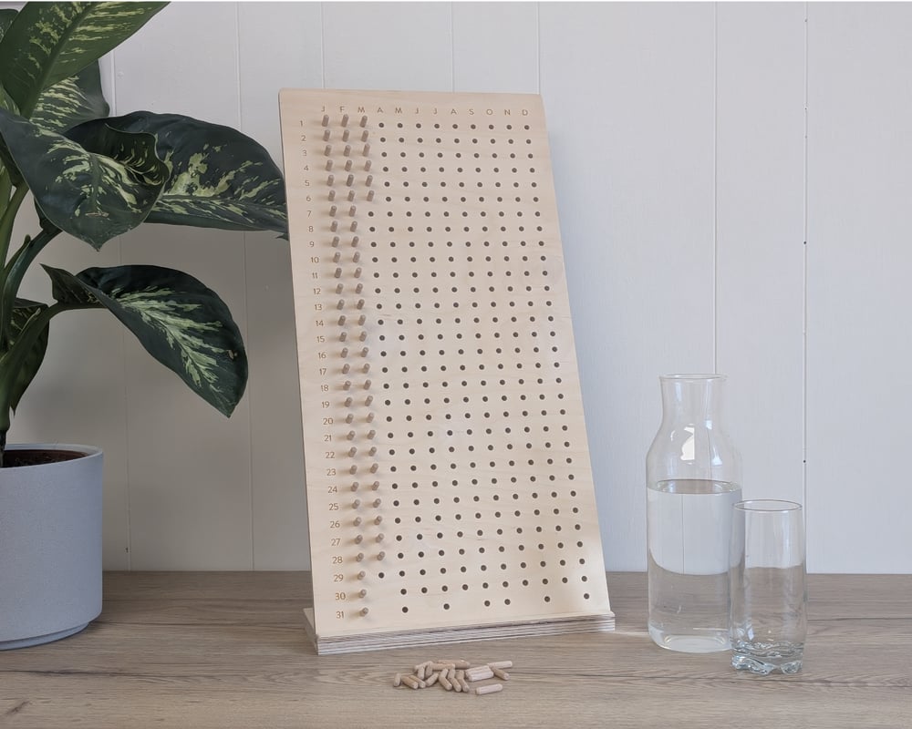 Image of Mindfulness Habit Tracker – Wooden Daily Wellness Board 