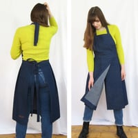 Image 6 of Pleated Denim Split Leg Apron for Potters & Artists. No14:2